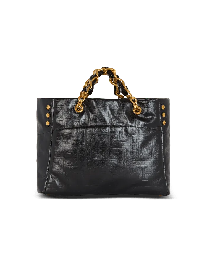 Balmain Tote Bags Women 1945 Soft Tote Bag In Crackled Calfskin Black