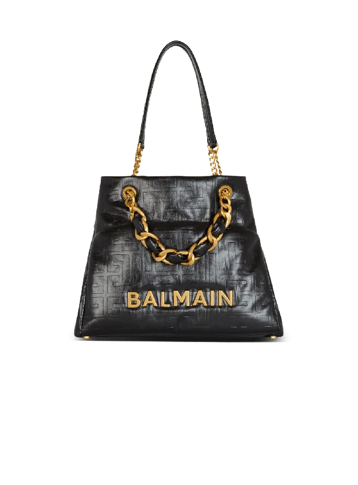 Balmain Tote Bags Women 1945 Soft Tote Bag In Crackled Calfskin Black