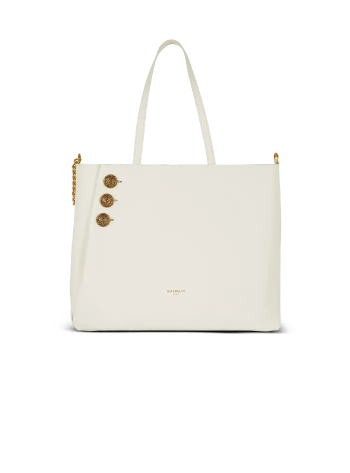 Balmain Tote Bags Women Emblegraveme Leather Tote Bag White