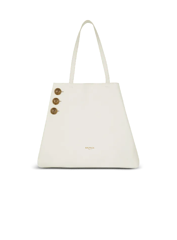 Balmain Tote Bags Women Emblegraveme Leather Tote Bag White