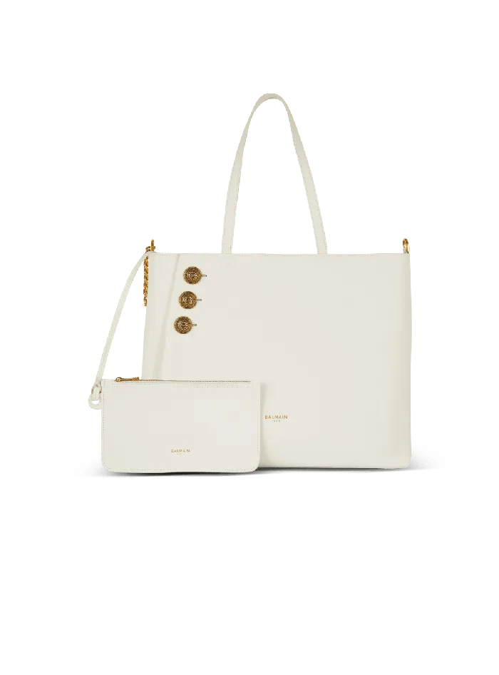 Balmain Tote Bags Women Emblegraveme Leather Tote Bag White