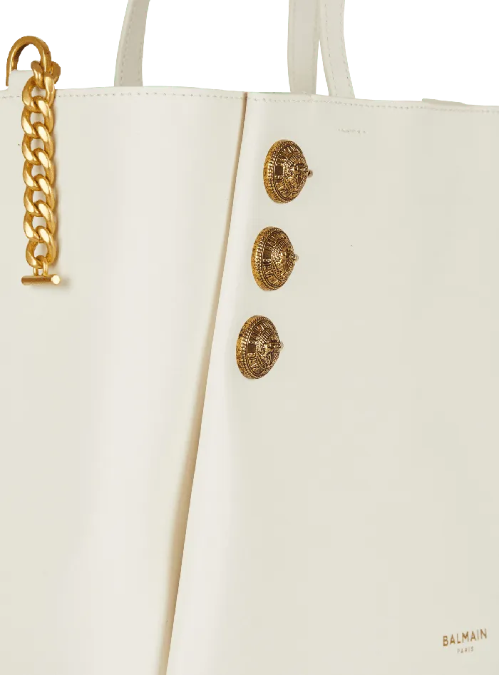 Balmain Tote Bags Women Emblegraveme Leather Tote Bag White