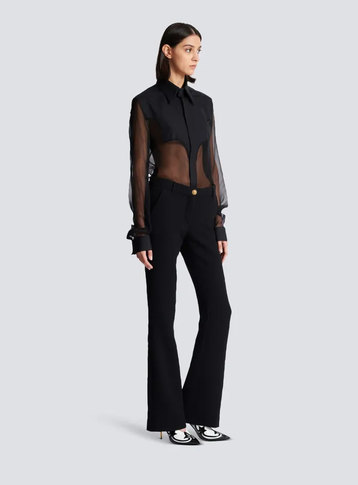 Balmain Trousers And Shorts Women Bootcut Crepe Trousers Black