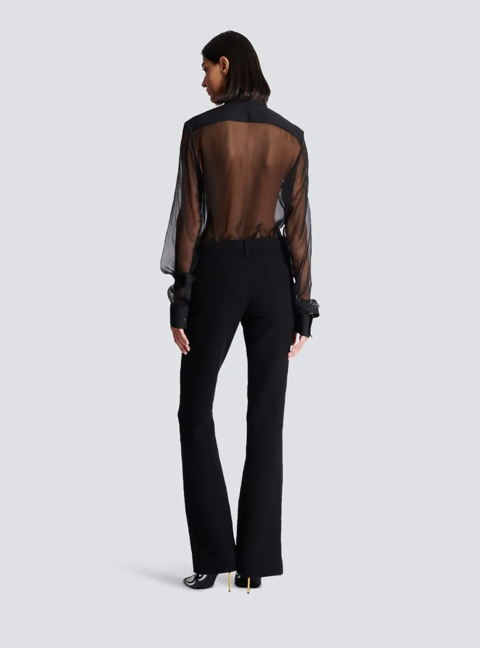 Balmain Trousers And Shorts Women Bootcut Crepe Trousers Black