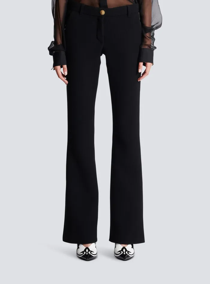 Balmain Trousers And Shorts Women Bootcut Crepe Trousers Black