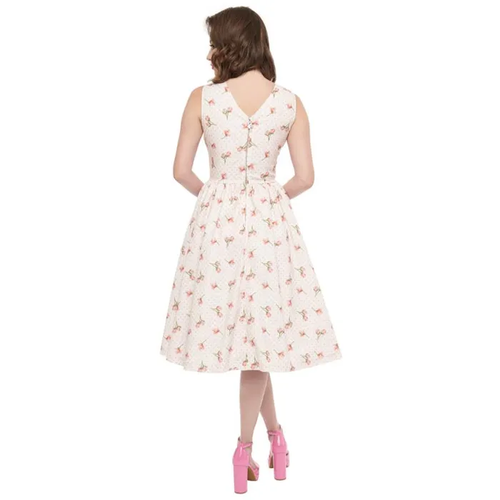 Barbie X 1960s Pink Rosebud Garden Party Swing Dress Dresses Unique Vintage Swing