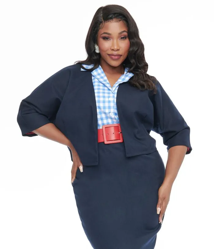 Barbie X Plus Size 1950s Navy Barbie Commuter Set Box Coat ClothingPlus Unique Vintage Jackets Barbie X Plus Size 1950s Navy Barbie Commuter Set Box Coat ClothingPlus Unique Vintage Jackets