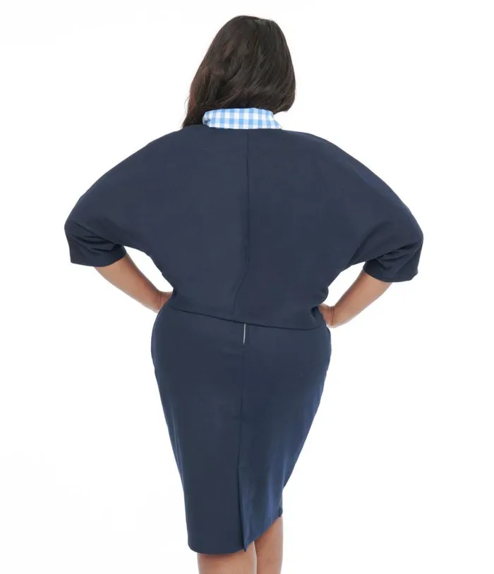 Barbie X Plus Size 1950s Navy Barbie Commuter Set Box Coat ClothingPlus Unique Vintage Jackets