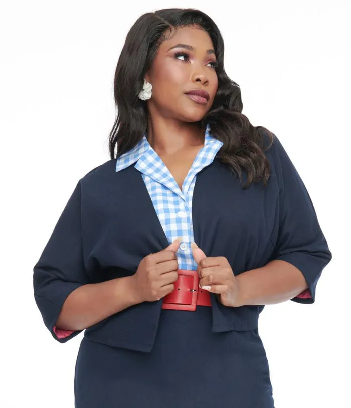 Barbie X Plus Size 1950s Navy Barbie Commuter Set Box Coat ClothingPlus Unique Vintage Jackets