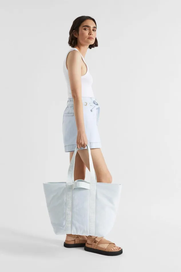 Beach Bags Woman Seed Heritage Monochrome Logo Denim Tote Denim