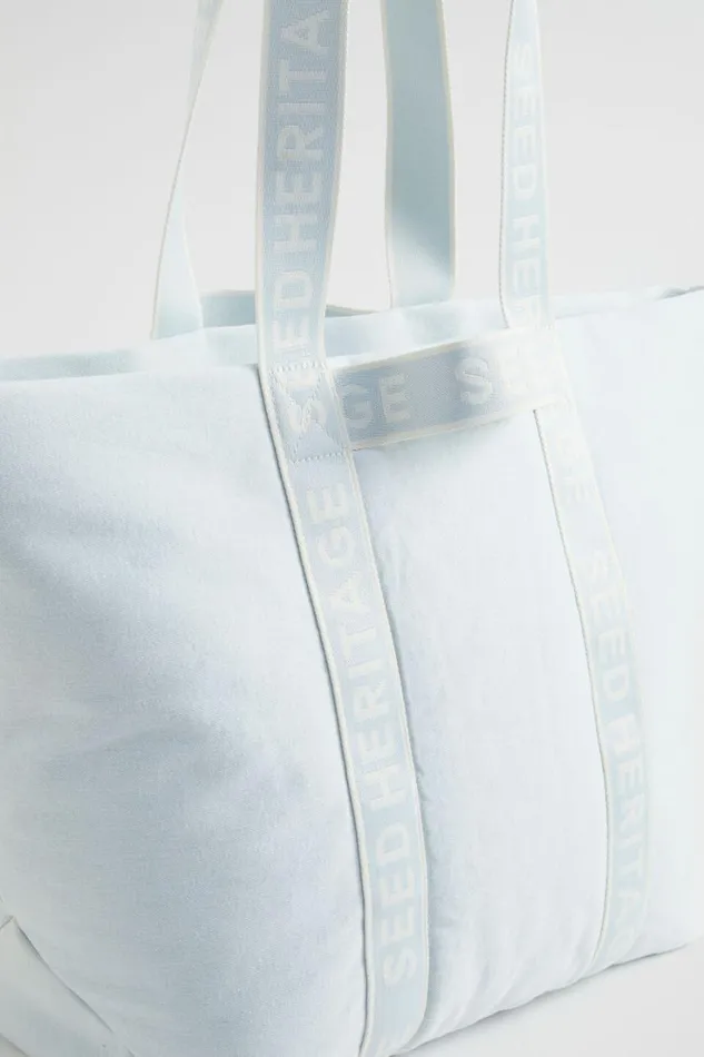 Beach Bags Woman Seed Heritage Monochrome Logo Denim Tote Denim