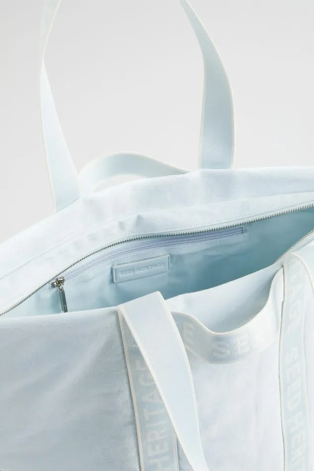 Beach Bags Woman Seed Heritage Monochrome Logo Denim Tote Denim
