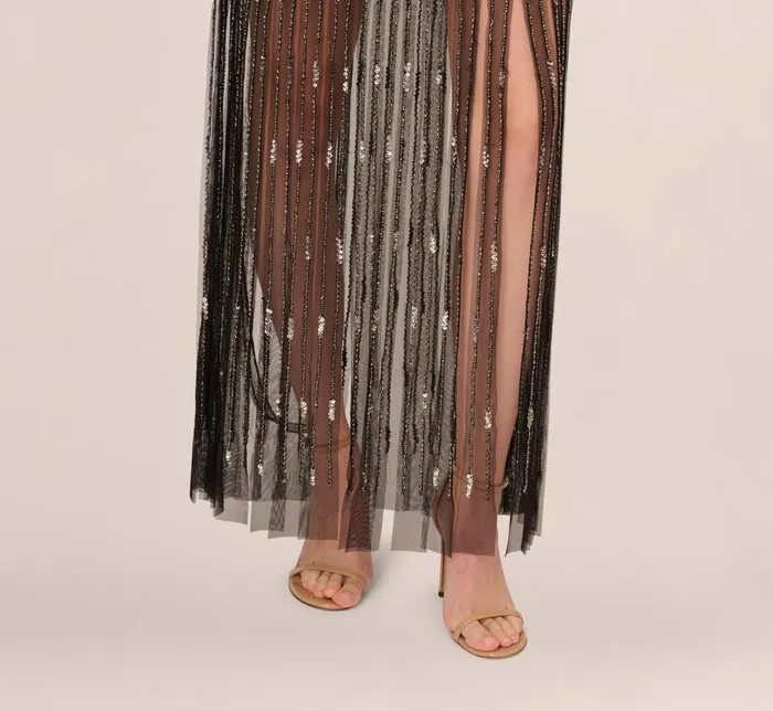 Beaded Dresses Womens Adrianna Papell Beaded Sleeveless Dress With Carwash Hem In Black Mercury