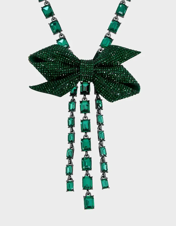 Betsey Johnson Women BETSEYS BOWS CRYSTAL Y NECKLACE GREEN Green Betsey Johnson Women BETSEYS BOWS CRYSTAL Y NECKLACE GREEN Green
