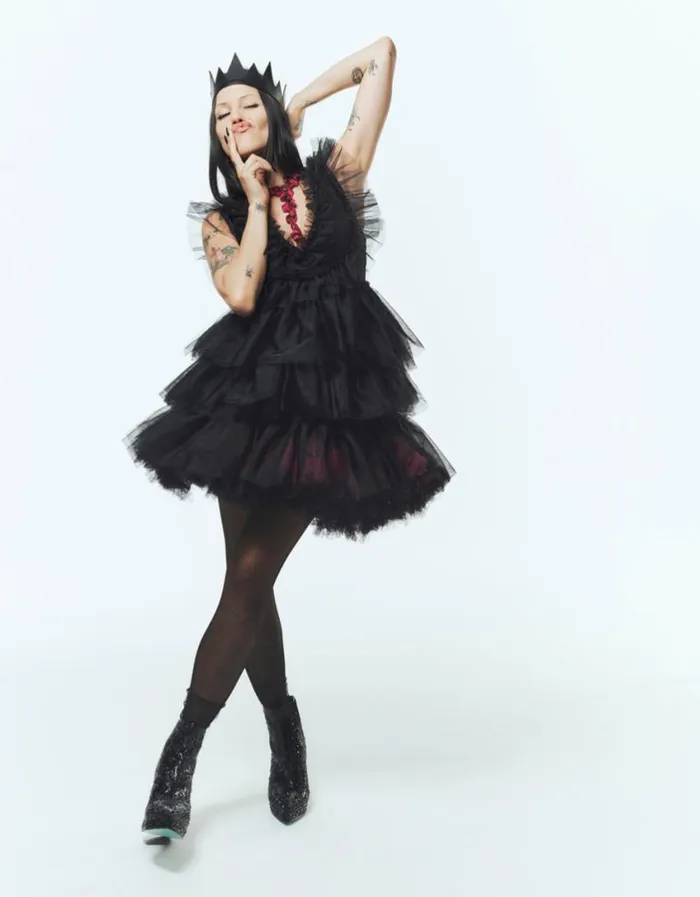 Betsey Johnson Women BETSEYS TIERED TULLE DRESS BLACK Black