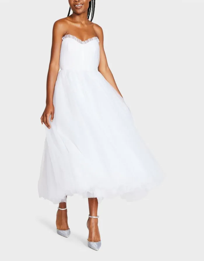 Betsey Johnson Women BRIDE VIBES TULLE DRESS WHITE