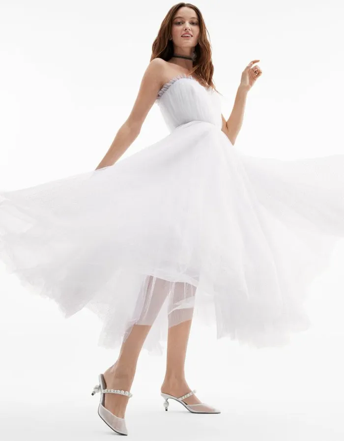 Betsey Johnson Women BRIDE VIBES TULLE DRESS WHITE