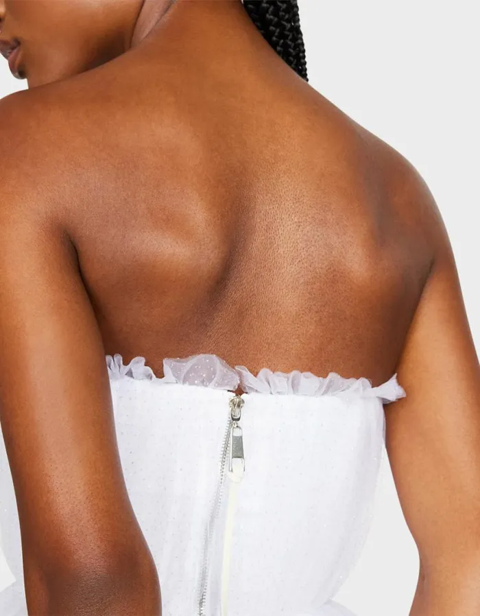 Betsey Johnson Women BRIDE VIBES TULLE DRESS WHITE