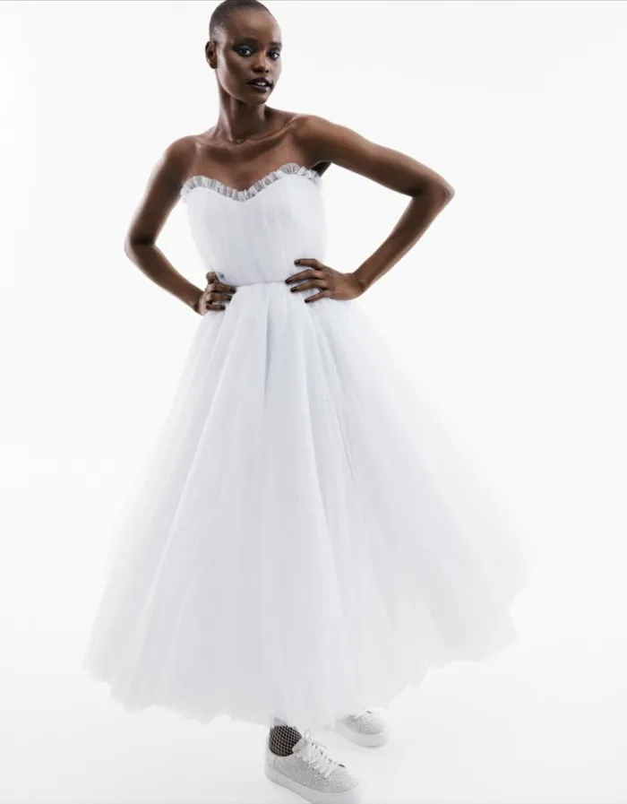 Betsey Johnson Women BRIDE VIBES TULLE DRESS WHITE