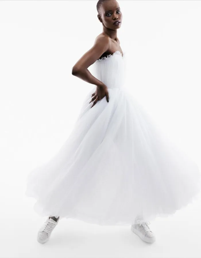 Betsey Johnson Women BRIDE VIBES TULLE DRESS WHITE