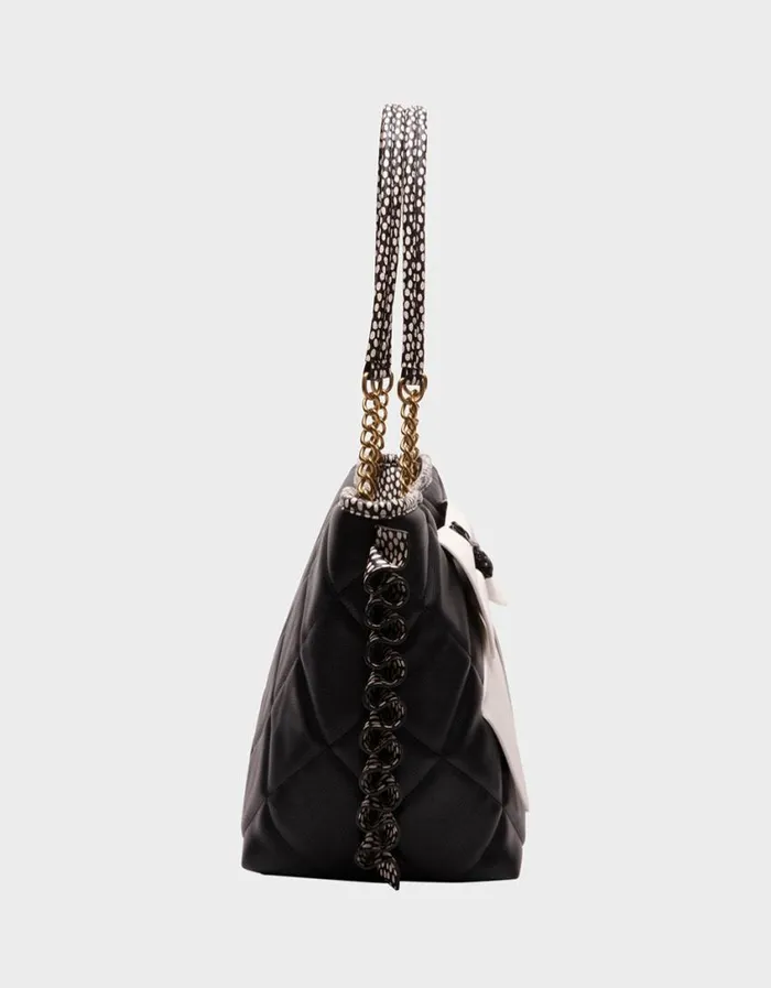 Betsey Johnson Women BULLDOG BOW TOTE BLACKWHITE Betsey Johnson Women BULLDOG BOW TOTE BLACKWHITE