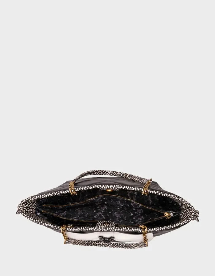 Betsey Johnson Women BULLDOG BOW TOTE BLACKWHITE Betsey Johnson Women BULLDOG BOW TOTE BLACKWHITE