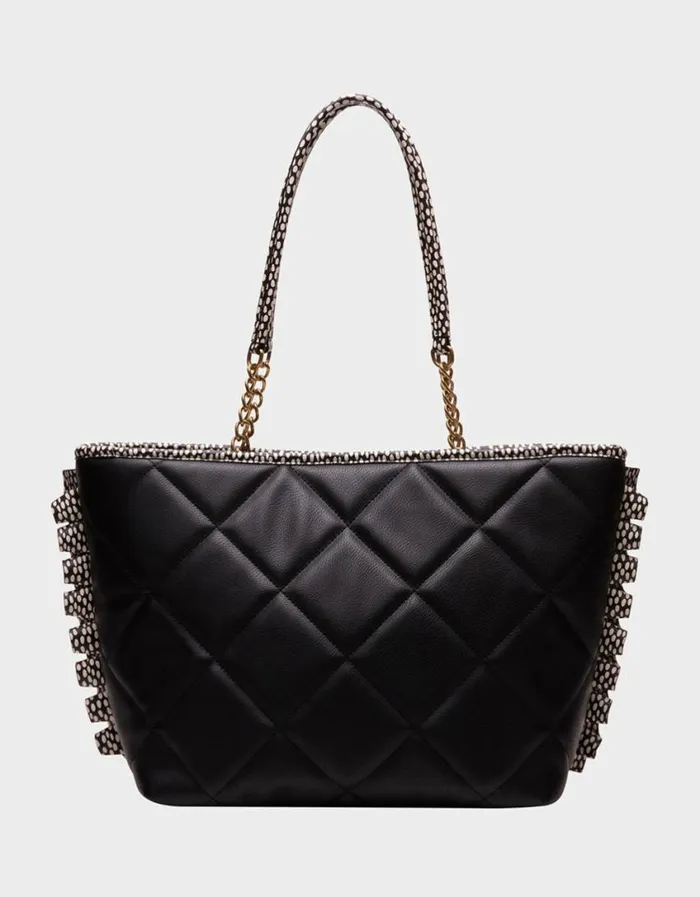 Betsey Johnson Women BULLDOG BOW TOTE BLACKWHITE Betsey Johnson Women BULLDOG BOW TOTE BLACKWHITE