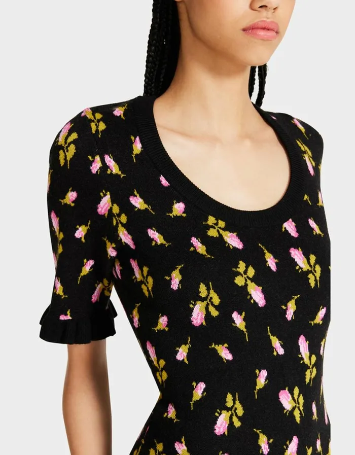 Betsey Johnson Women CHELSEA MIDI DRESS BLACK MULTI