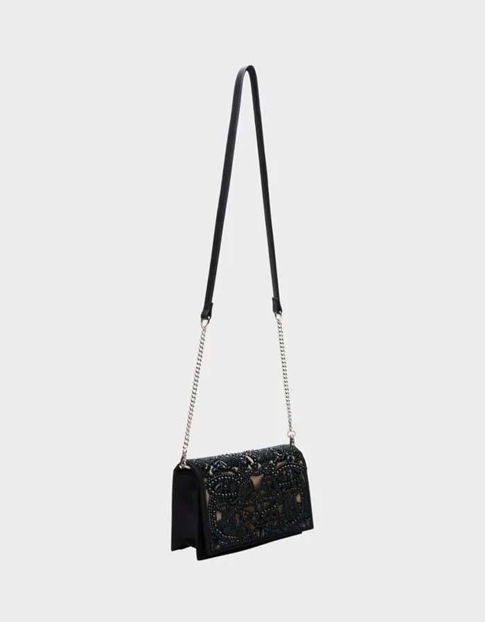 Betsey Johnson Women CUT OUT SPARKLER BAG BLACK Black Betsey Johnson Women CUT OUT SPARKLER BAG BLACK Black