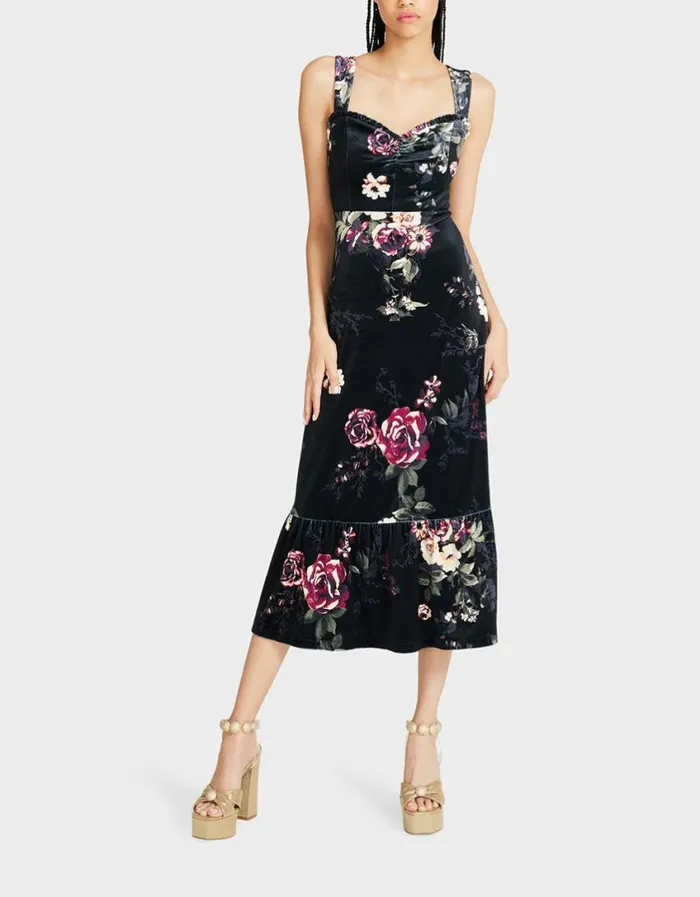 Betsey Johnson Women LISBETH MAXI DRESS BLACK MULTI