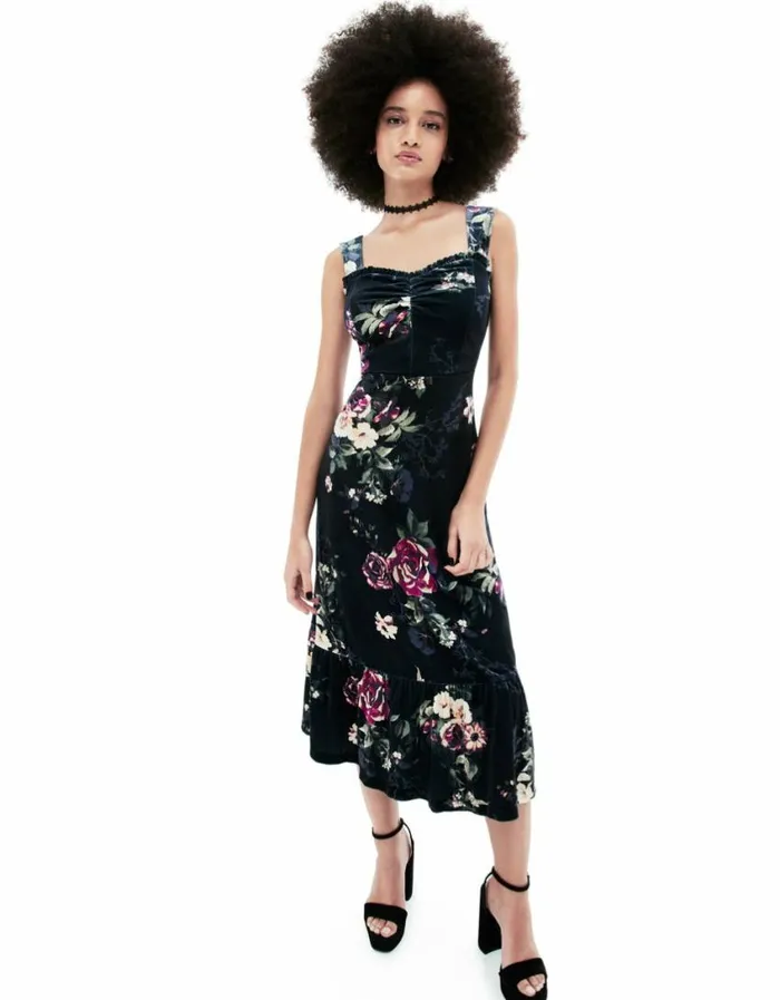 Betsey Johnson Women LISBETH MAXI DRESS BLACK MULTI