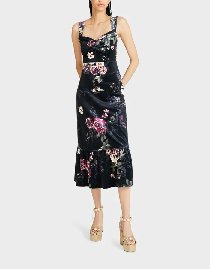 Betsey Johnson Women LISBETH MAXI DRESS BLACK MULTI