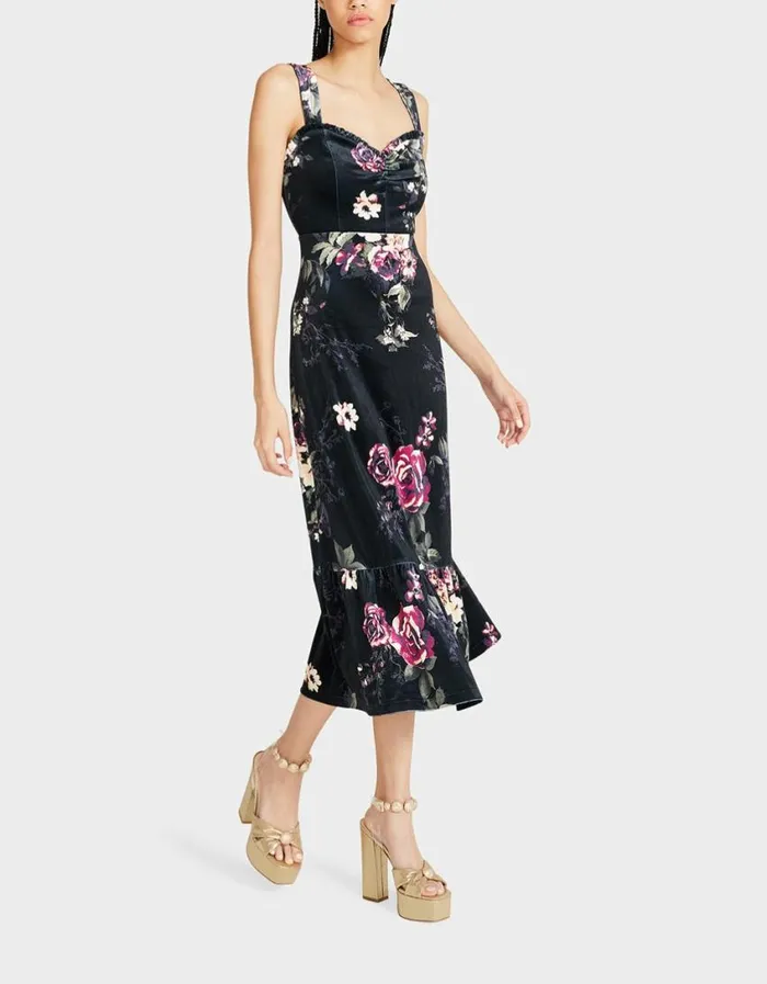 Betsey Johnson Women LISBETH MAXI DRESS BLACK MULTI