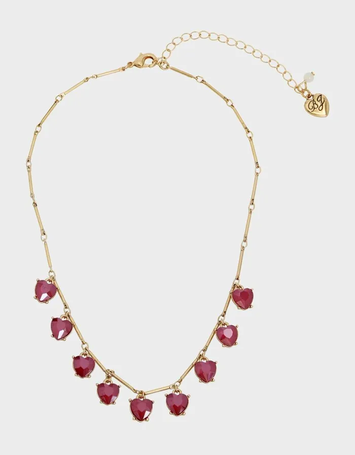 Betsey Johnson Women LOOK INTO YOUR HEART CHARM NECKLACE RED