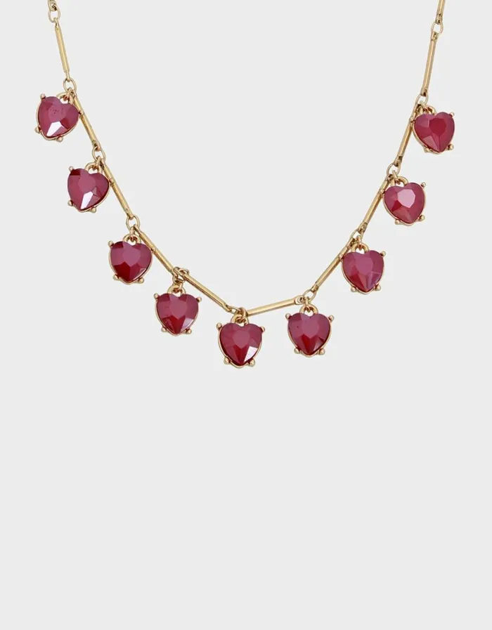 Betsey Johnson Women LOOK INTO YOUR HEART CHARM NECKLACE RED