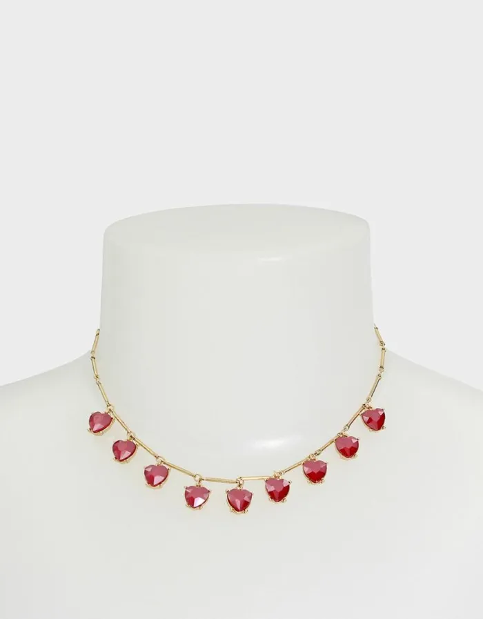 Betsey Johnson Women LOOK INTO YOUR HEART CHARM NECKLACE RED