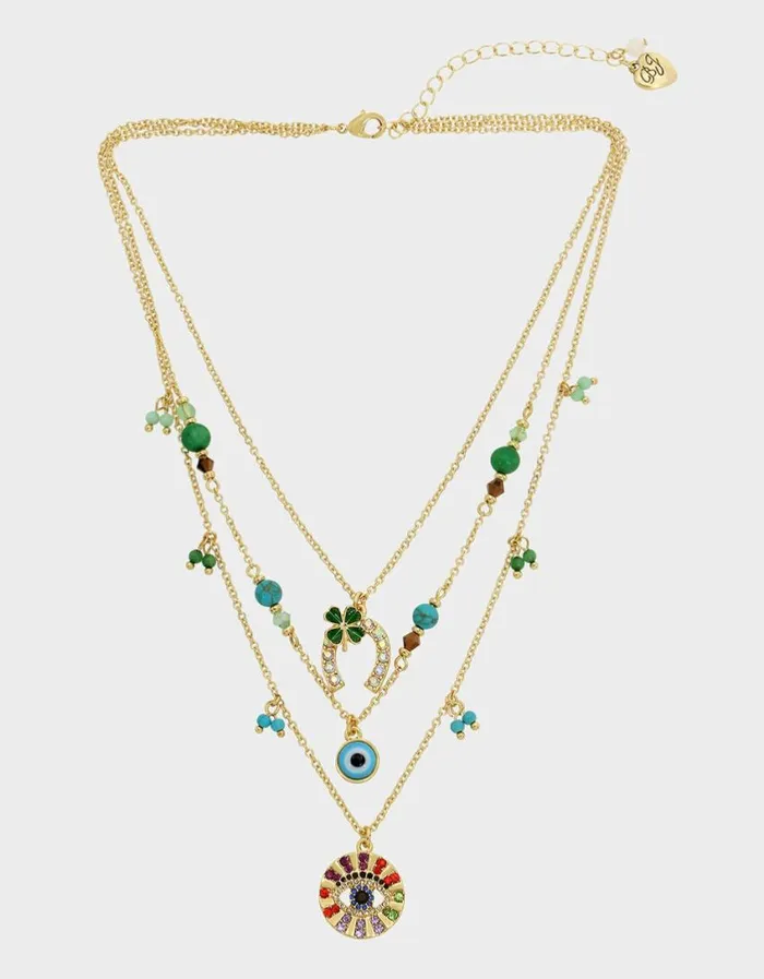 Betsey Johnson Women LUCKING OUT CHARM ILLUSION NECKLACE MULTI