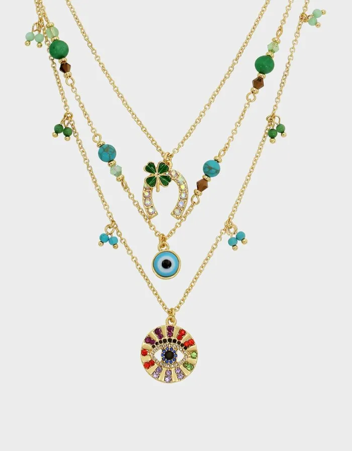 Betsey Johnson Women LUCKING OUT CHARM ILLUSION NECKLACE MULTI Betsey Johnson Women LUCKING OUT CHARM ILLUSION NECKLACE MULTI