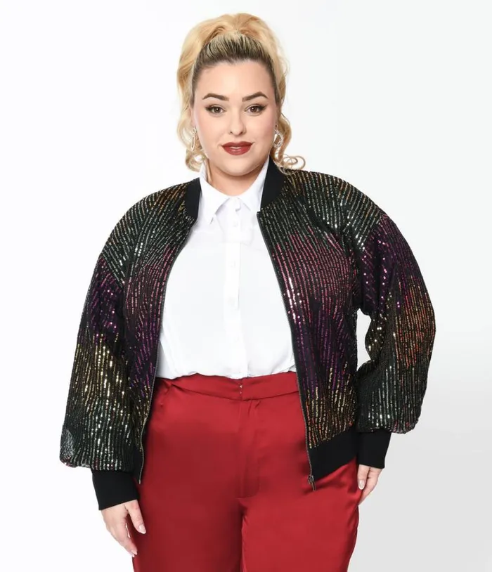 Black and Multicolor Sequin Bomber Jacket ClothingPlus Unique Vintage Jackets Black and Multicolor Sequin Bomber Jacket ClothingPlus Unique Vintage Jackets