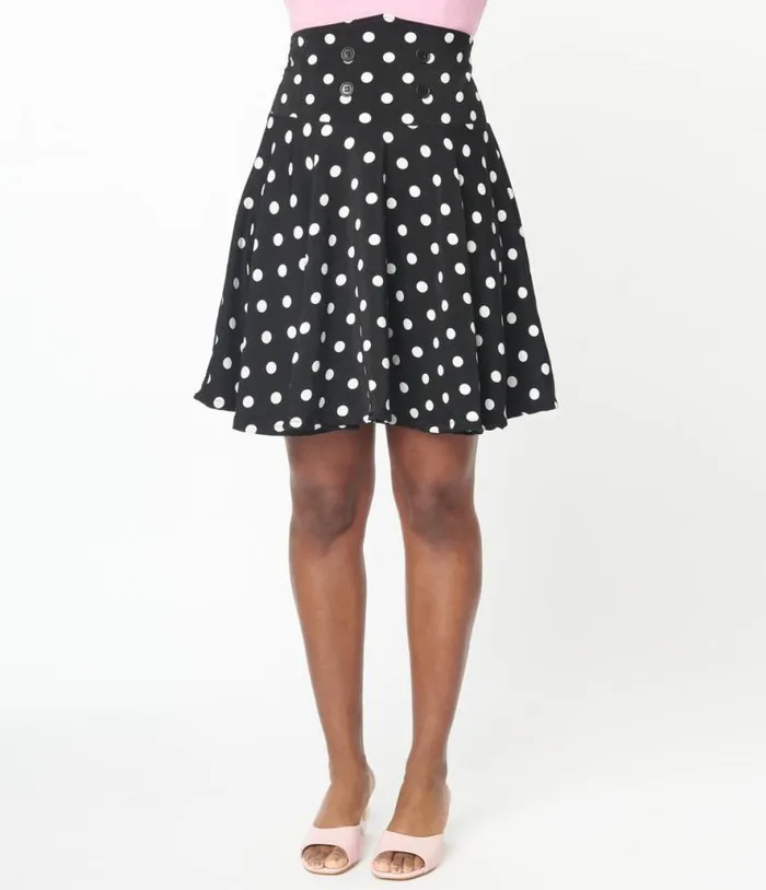Black and White Polka Dot Swing Skirt ClothingPlus Unique Vintage Skirts