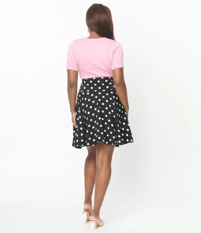 Black and White Polka Dot Swing Skirt ClothingPlus Unique Vintage Skirts