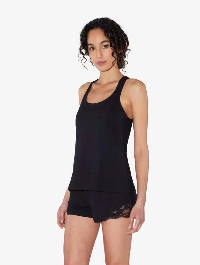 Black Cotton Vest Top Sleepwear La Perla Camisoles