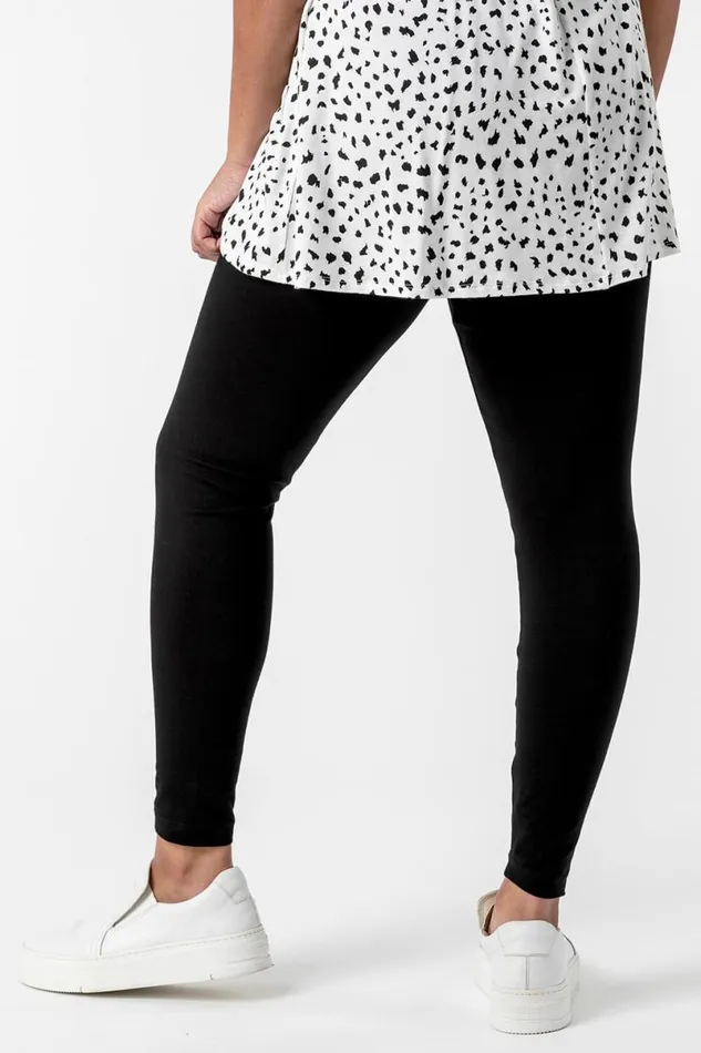 Black Curve Stretch Plain Elastic Waist Leggings Women Roman Trousers