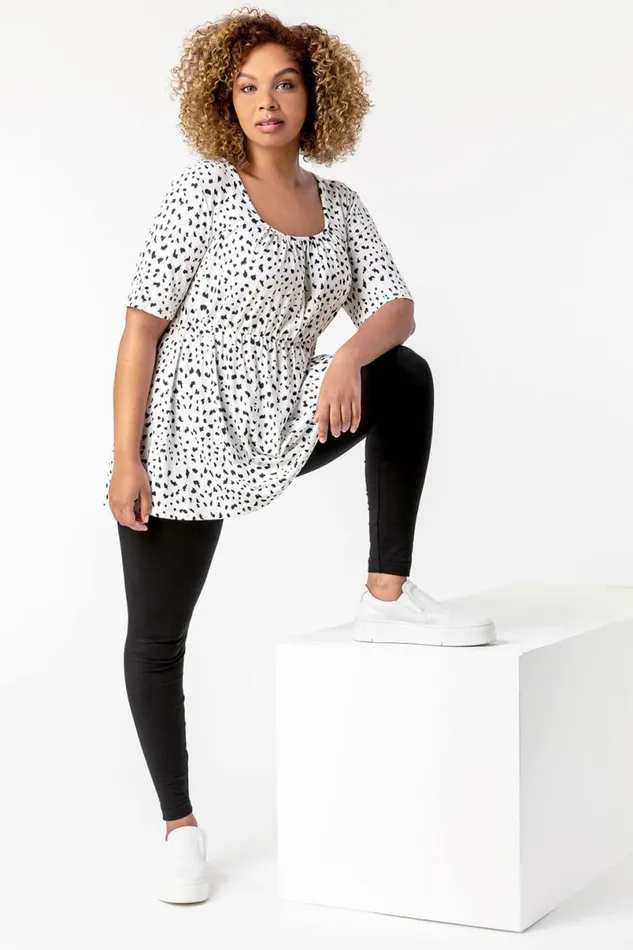 Black Curve Stretch Plain Elastic Waist Leggings Women Roman Trousers