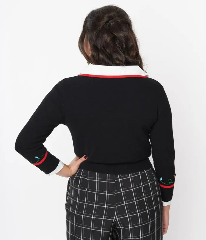 Black Holiday Lights Crop Cardigan ClothingPlus Unique Vintage Sweaters and Cardigans