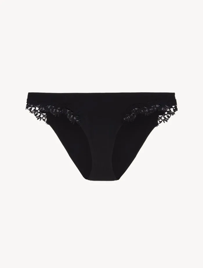 Black Low Rise Briefs With Macram Lingerie La Perla Brazilian