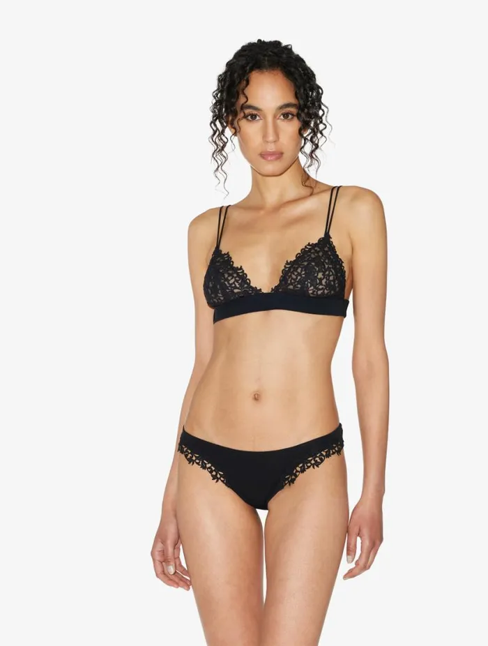 Black Low Rise Briefs With Macram Lingerie La Perla Brazilian