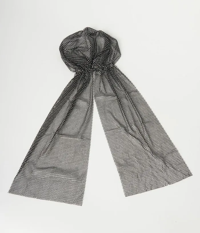 Black Mesh and Silver Rhinestone Headscarf Accessories Unique Vintage Gloves and Scarves