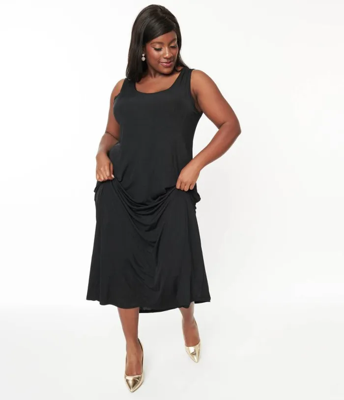 Black Slip Maxi Dress DressesPlus Unique Vintage Midi and Maxi