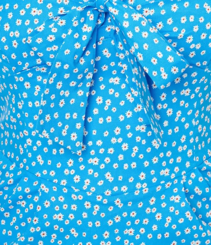 Blue and White Floral Wiggle Dress DressesPlus Unique Vintage Pocket Dresses